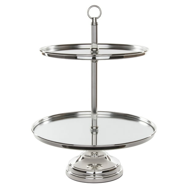 New Silver Stainless Steel Mirror Top Cake Stand